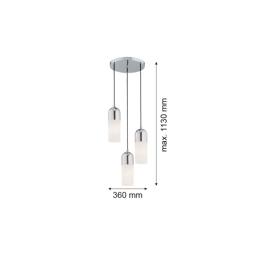 Argon 1465 - Lestenec na vrvici BURGOS 3xE27/15W/230V sijajni krom