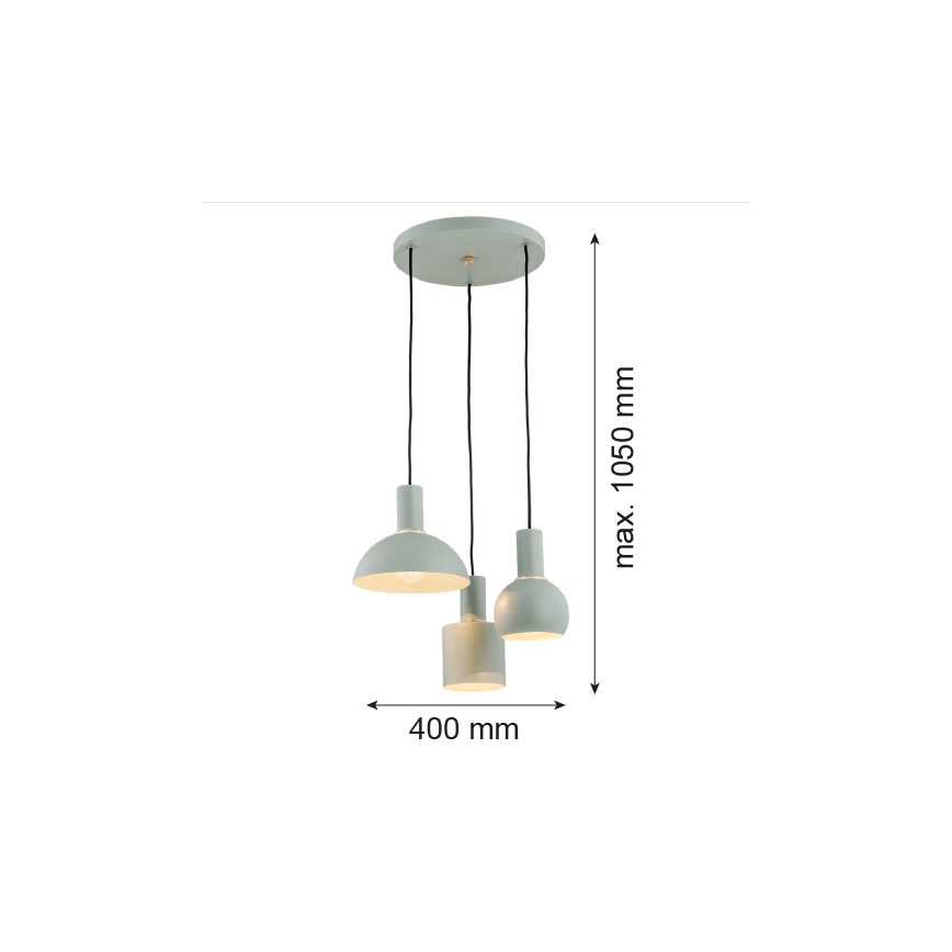 Argon 1470 - Lestenec na vrvici SINES 3xE27/15W/230V zelena