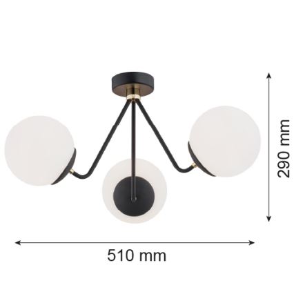 Argon 1478 - Lestenec TOMAR 3xE27/15W/230V črn