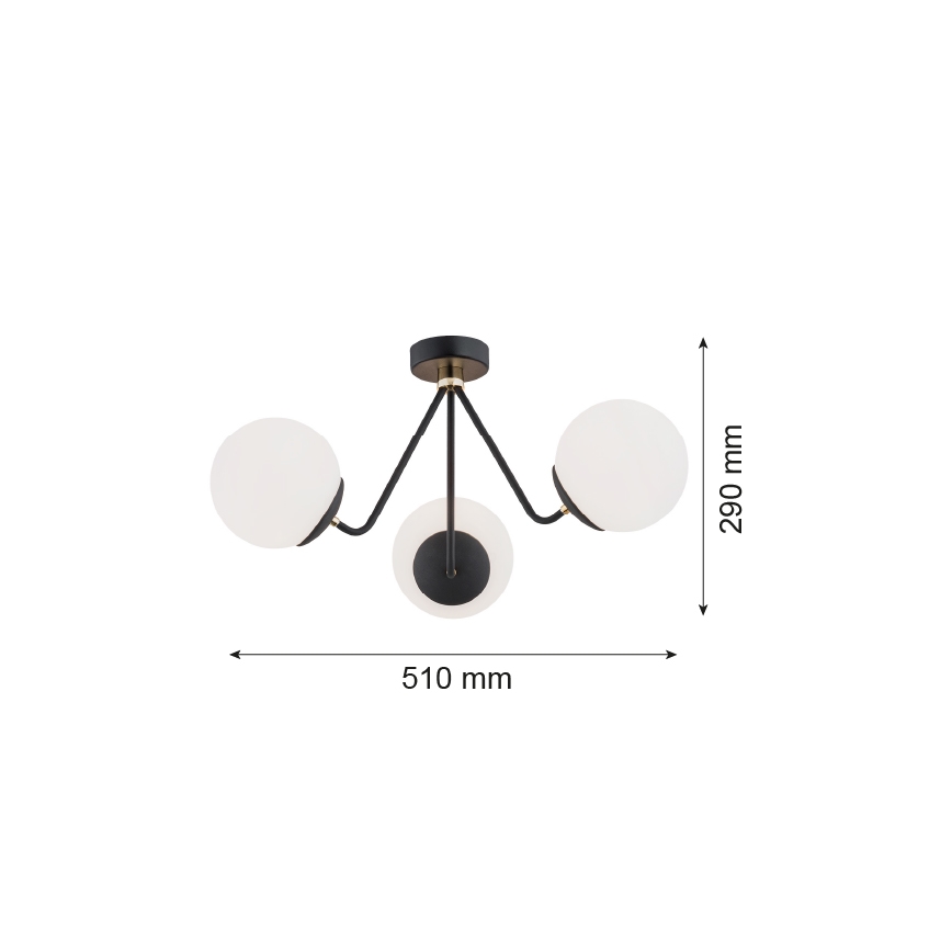 Argon 1478 - Lestenec TOMAR 3xE27/15W/230V črn