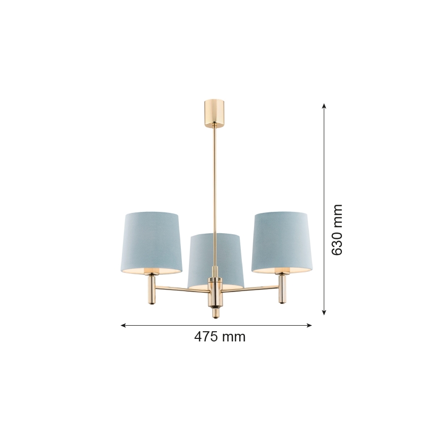 Argon 1484 - Lestenec na drogu PONTE 3xE27/15W/230V modra/medenina