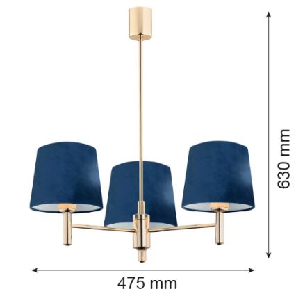 Argon 1485 - Lestenec na drogu PONTE 3xE27/15W/230V modra/medenina