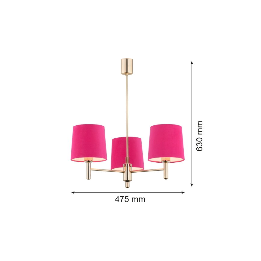 Argon 1498 - Lestenec na drogu PONTE 3xE27/15W/230V roza/medenina