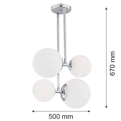Argon 1646 - Lestenec na drogu ASPEN 4xE27/15W/230V krom