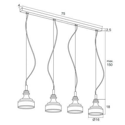 Argon 1650 - LED Lestenec na vrvici TULUZA 4xLED/5W/230V