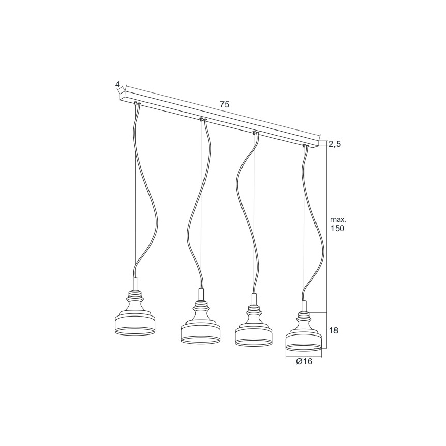 Argon 1650 - LED Lestenec na vrvici TULUZA 4xLED/5W/230V