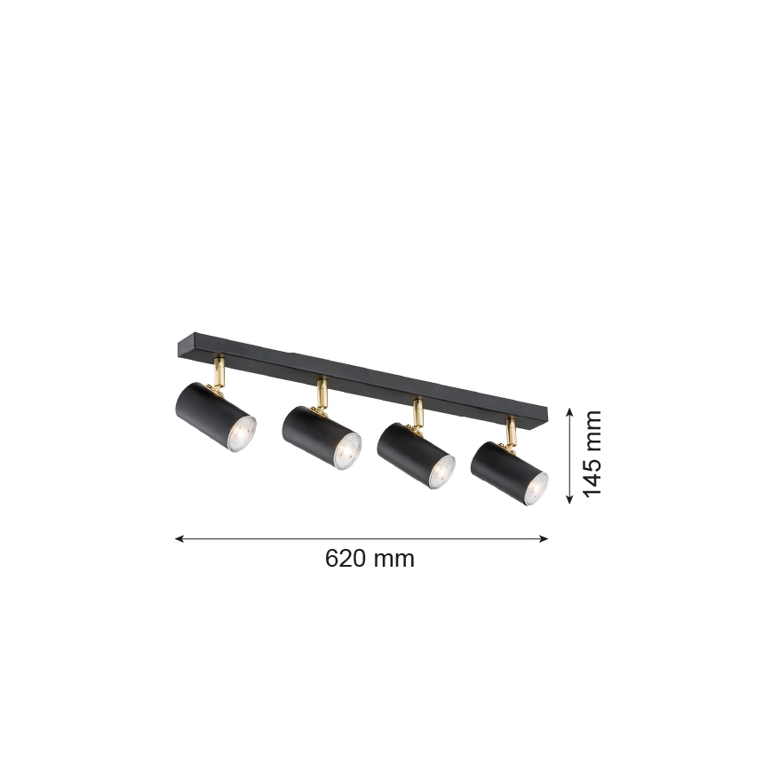 Argon 1690 - Reflektor LAGOS 4xGU10/5W/230V črn/medenina