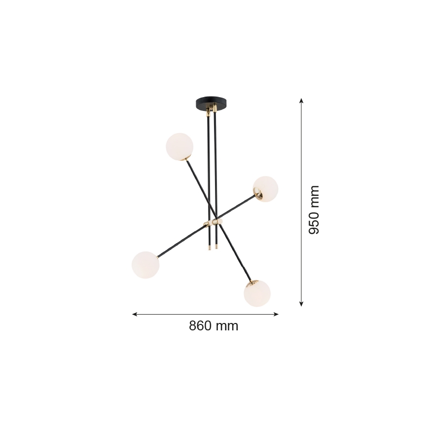 Argon 1696 - Lestenec na palici ABSTRACT 4xE14/7W/230V črn
