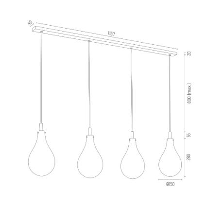 Argon 1740 - Lestenec na vrvici OAKLAND 4xG9/6W/230V