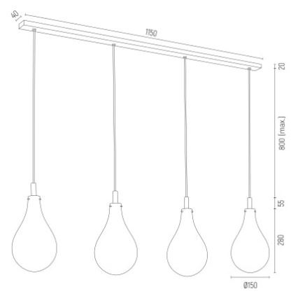 Argon 1741 - Lestenec na vrvici OAKLAND 4xG9/6W/230V