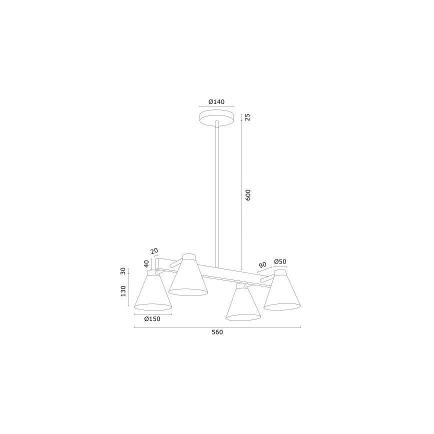 Argon 1773 - Lestenec na drogu AVALONE 4xE27/15W/230V bela/zlata