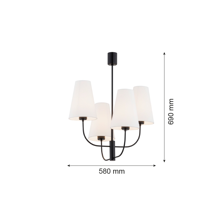 Argon 1822 - Lestenec na drogu SAFIANO 4xE27/15W/230V črn