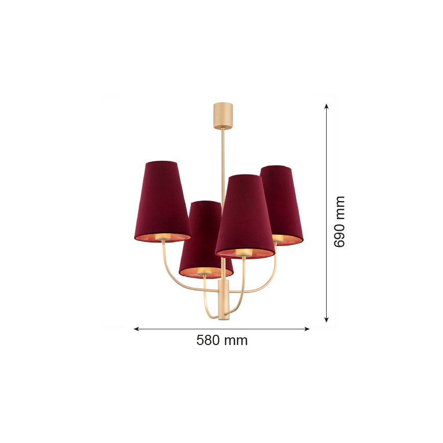 Argon 1827 - Lestenec na drogu SAFIANO 4xE27/15W/230V bordo