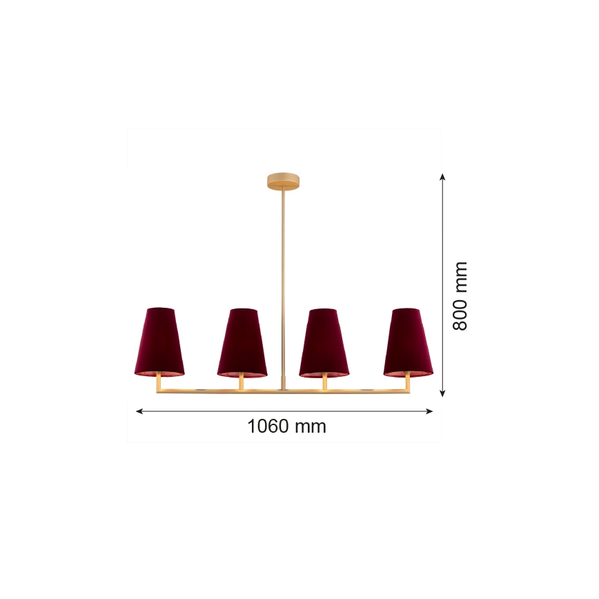 Argon 1829 - Lestenec na drogu SAFIANO 4xE27/15W/230V bordo