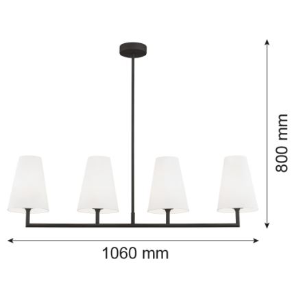 Argon 1831 - Lestenec na drogu SAFIANO 4xE27/15W/230V črna