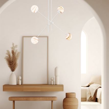 Argon 1841 - Lestenec na drogu ABSOS 4xE14/7W/230V alabaster bela