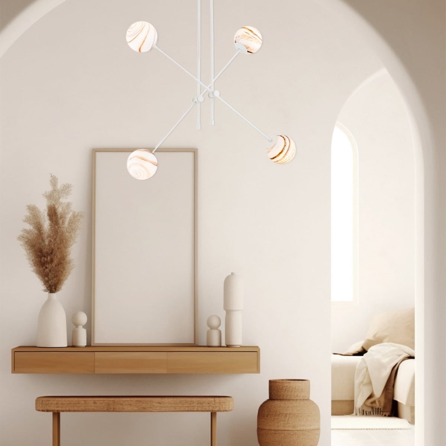 Argon 1841 - Lestenec na drogu ABSOS 4xE14/7W/230V alabaster bela