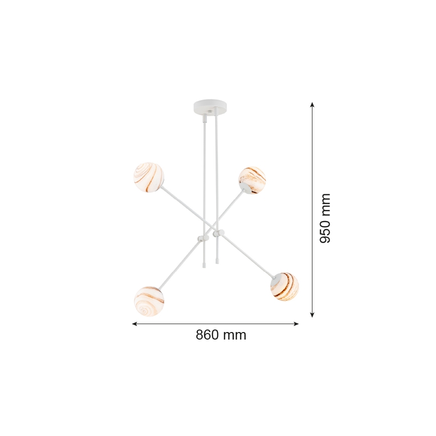 Argon 1841 - Lestenec na drogu ABSOS 4xE14/7W/230V alabaster bela