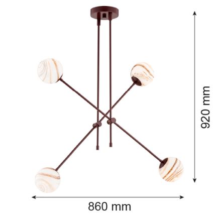 Argon 1842 - Lestenec na drogu ABSOS 4xE14/7W/230V alabaster rjava