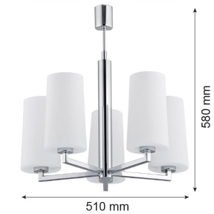 Argon 2053 - Lestenec na drogu CAMELOT 5xE27/15W/230V sijajni krom