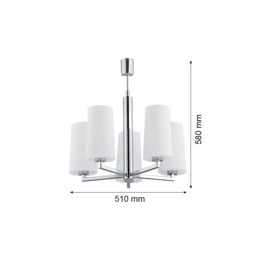 Argon 2053 - Lestenec na drogu CAMELOT 5xE27/15W/230V sijajni krom