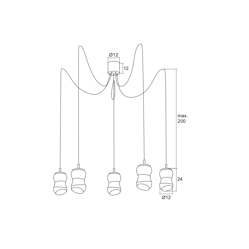 Argon 2073 - LED Lestenec na vrvici GARDA 5xLED/5W/230V
