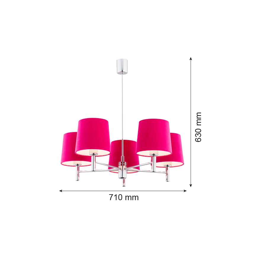 Argon 2075 - Lestenec na drogu BOLZANO 5xE27/15W/230V roza
