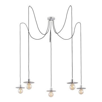 Argon 2079 - Lestenec na vrvici CORSO 5xE27/15W/230V spider sijajni krom