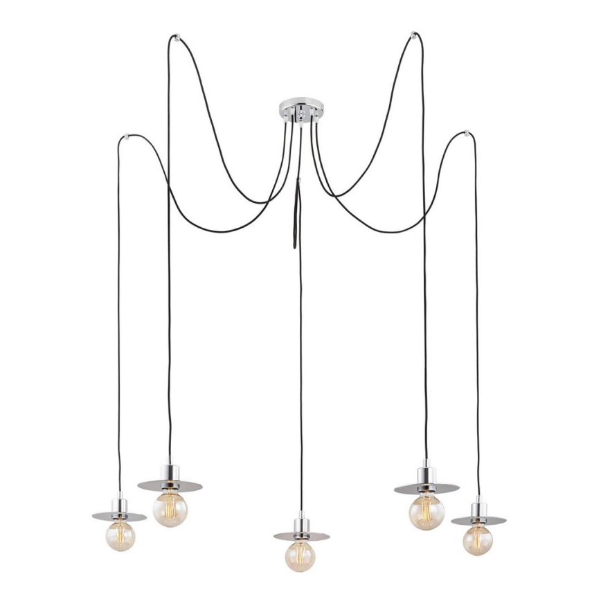Argon 2079 - Lestenec na vrvici CORSO 5xE27/15W/230V spider sijajni krom