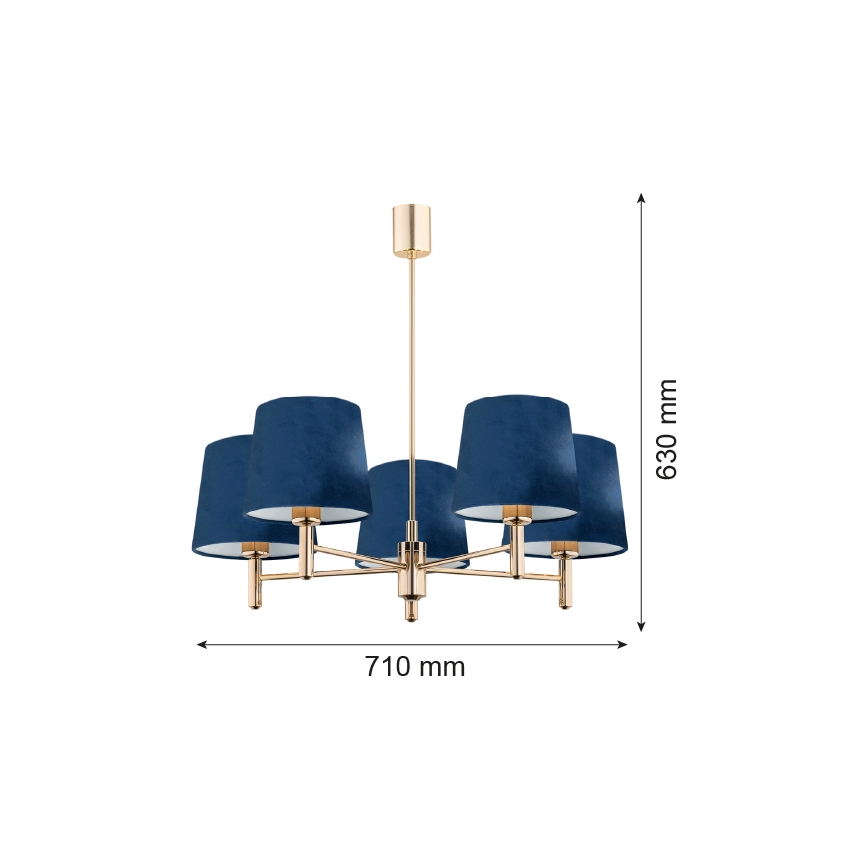 Argon 2086 - Lestenec na drogu PONTE 5xE27/15W/230V medenina/modra