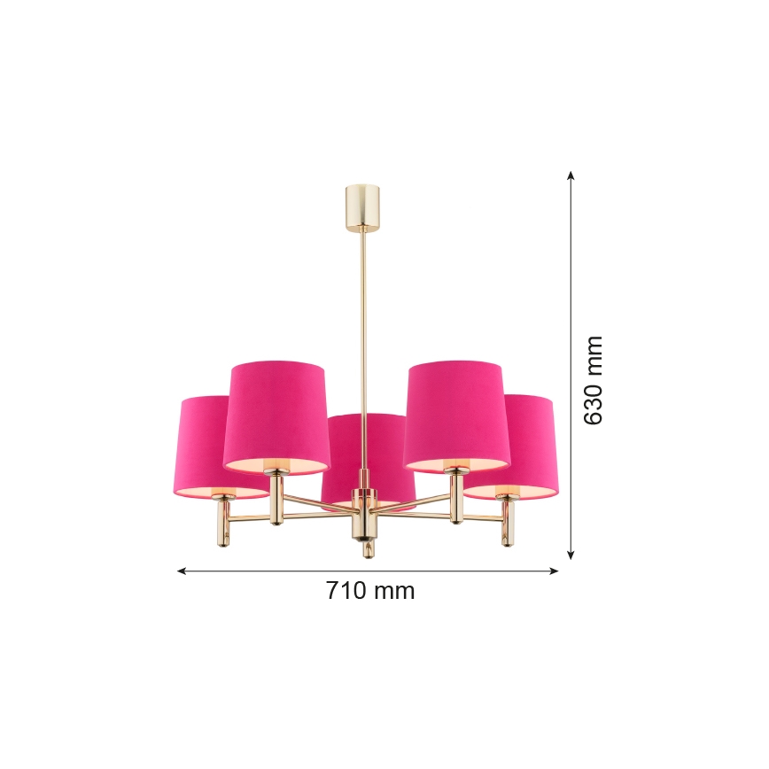 Argon 2089 - Lestenec na drogu PONTE 5xE27/15W/230V medenina/roza