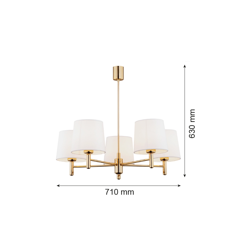 Argon 2106 - Lestenec na drogu PONTE 5xE27/15W/230V medenina/kremna