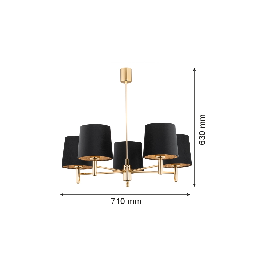 Argon 2107 - Lestenec na drogu PONTE 5xE27/15W/230V medenina/črn