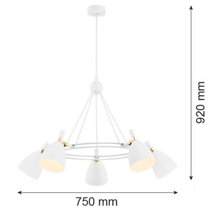 Argon 2117 - Lestenec na drogu CHARLOTTE 5xE27/15W/230V bela/zlata