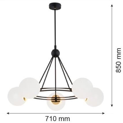 Argon 2119 - Lestenec na drogu AMALFI 5xE27/15W/230V črna/bela