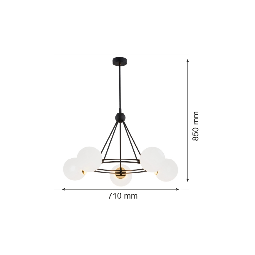 Argon 2119 - Lestenec na drogu AMALFI 5xE27/15W/230V črna/bela