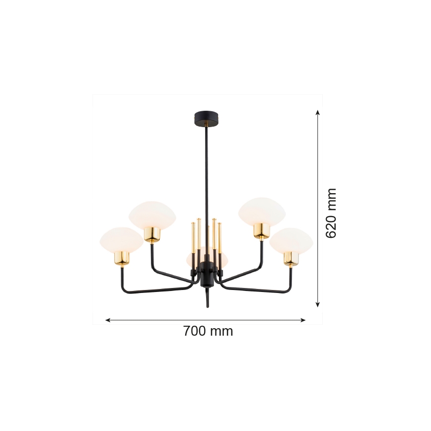 Argon 2128 - Lestenec na drogu RAVELLO 5xE14/15W/230V črna/zlata