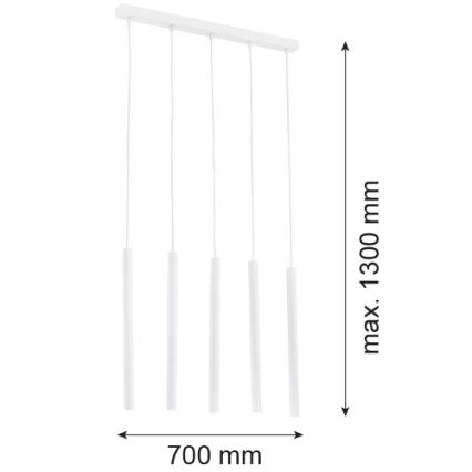 Argon 2136 - Lestenec na vrvici ETNA 5xG9/6W/230V bela