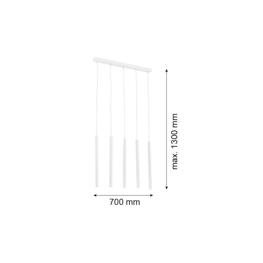 Argon 2136 - Lestenec na vrvici ETNA 5xG9/6W/230V bela