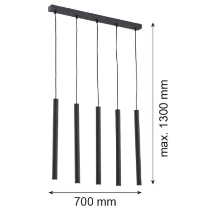 Argon 2137 - Lestenec na vrvici ETNA 5xG9/6W/230V črna