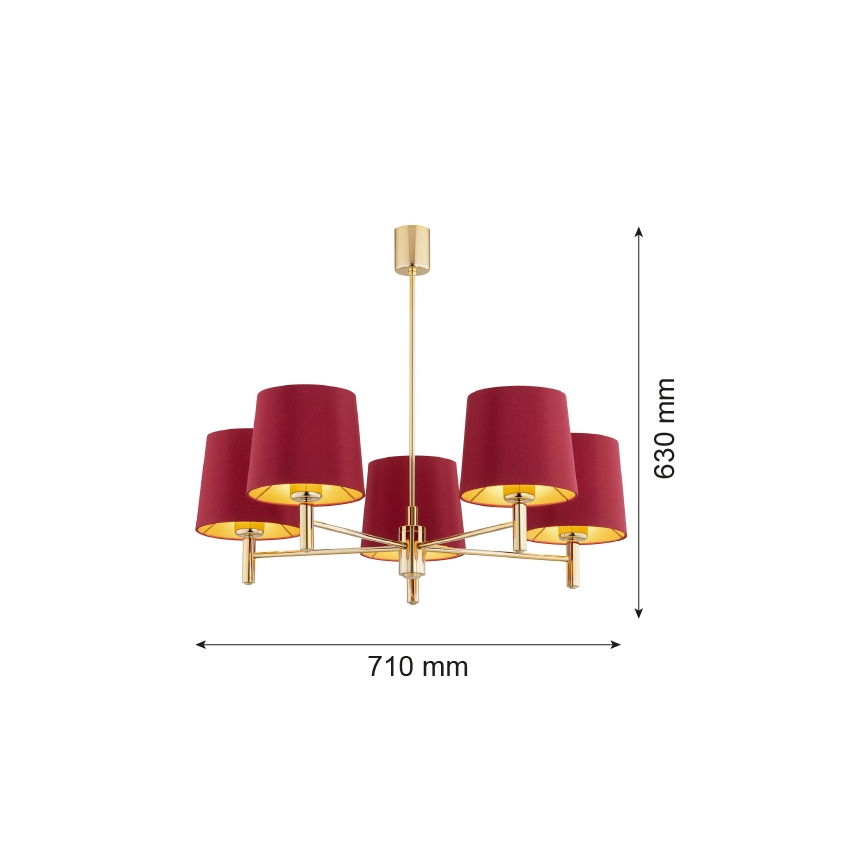 Argon 2169 - Lestenec na drogu PONTE PLUS 5xE27/15W/230V rdeč
