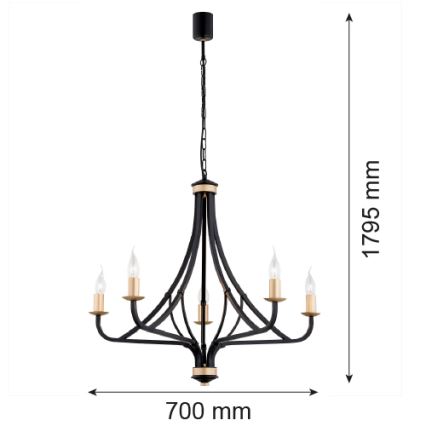 Argon 2171 - Lestenec na verigi LORENZO 5xE14/7W/230V