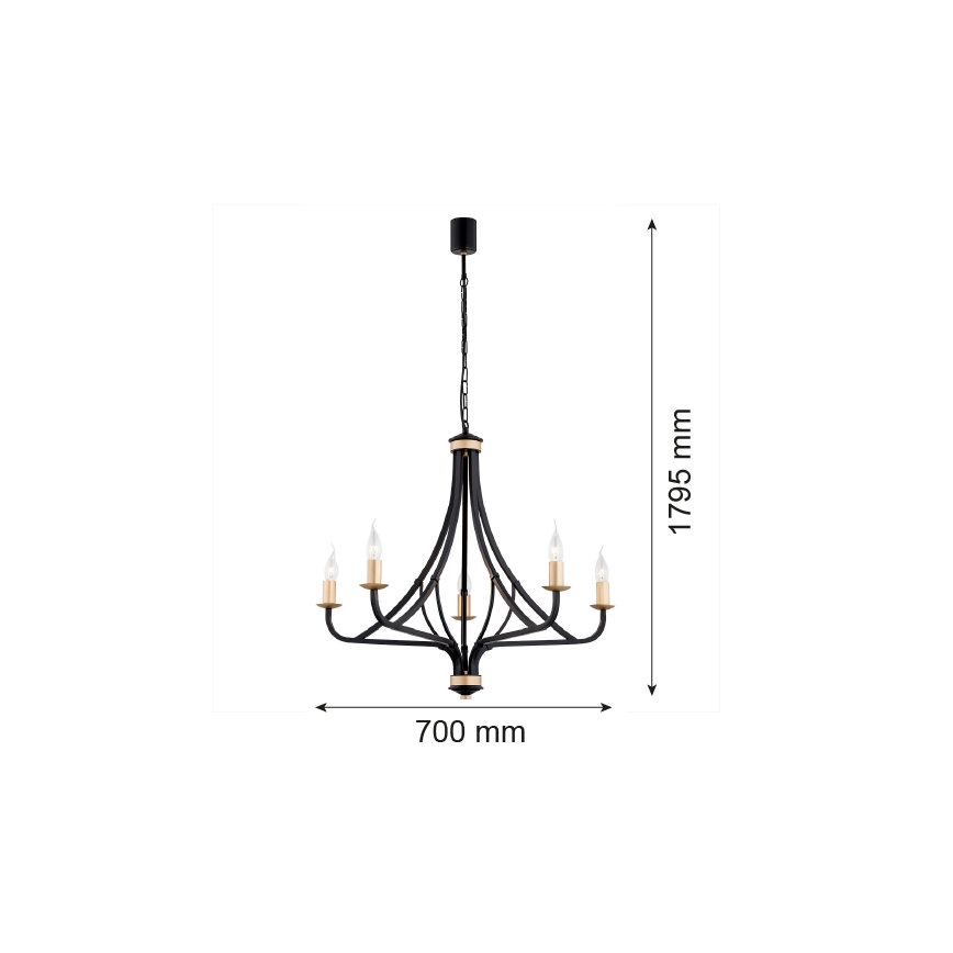 Argon 2171 - Lestenec na verigi LORENZO 5xE14/7W/230V