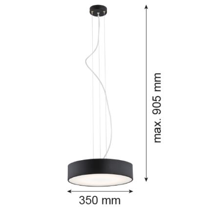 Argon 3350 - Lestenec DARLING 1xLED/30W/230V pr. 40 cm črna