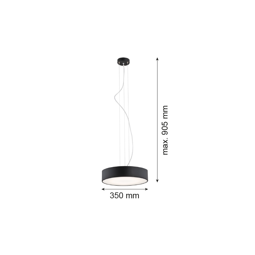 Argon 3350 - Lestenec DARLING 1xLED/30W/230V pr. 40 cm črna