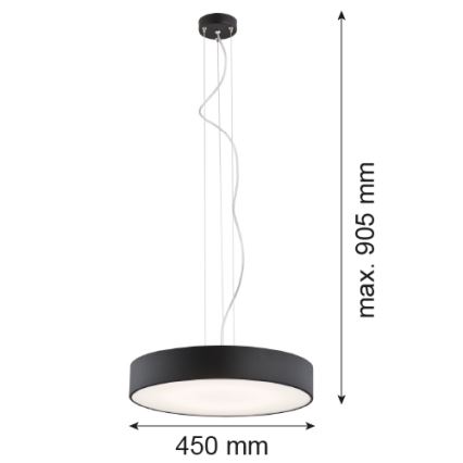 Argon 3352 - Lestenec DARLING LED/35W/230V, premer 45 cm, črna