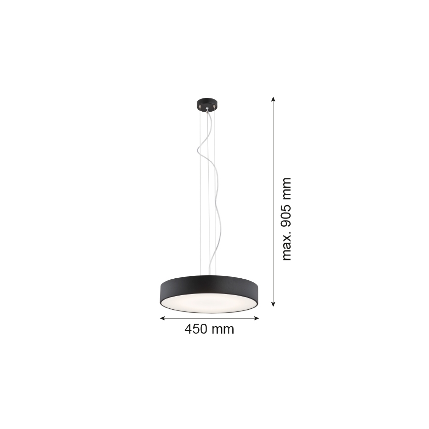 Argon 3352 - Lestenec DARLING LED/35W/230V, premer 45 cm, črna