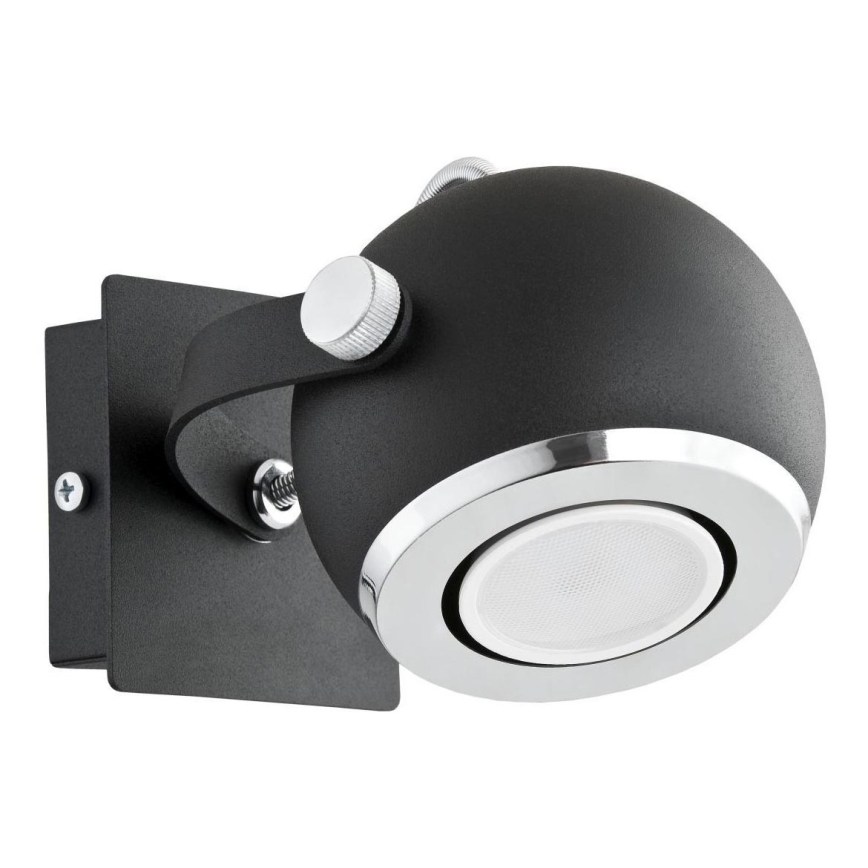 Argon 3638 - Stenski reflektor KOS 1xGU10/5W/230V črna/sijajni krom