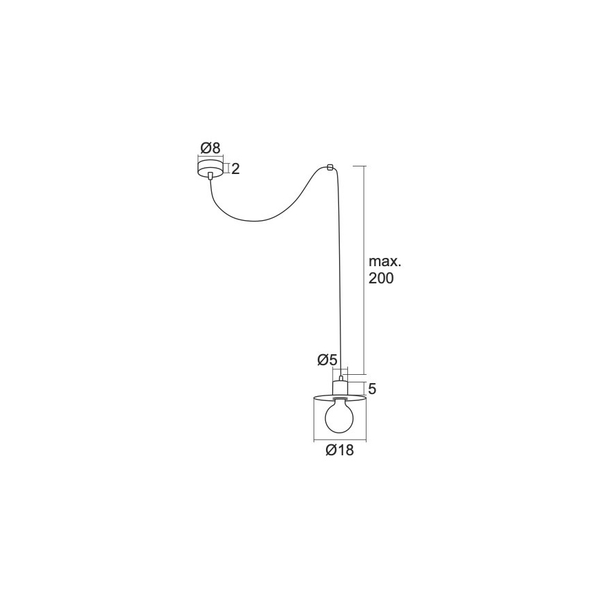 Argon 3834 - Lestenec na vrvici CORSO 1xE27/15W/230V bela