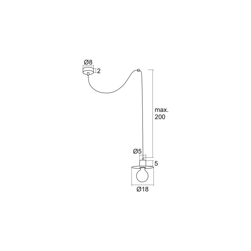 Argon 3836 - Lestenec na vrvici CORSO 1xE27/15W/230V sijajni krom